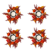 Fall Pumpkin Maple Leaf Candle Rings – Set of 4