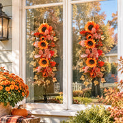 Fall Sunflower Maple Leaf Teardrop Swag – 23.6in