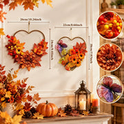 2-Piece Heart-Shaped Fall Floral Wreath Set