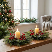 2-Piece 13.8-Inch Christmas Candle Wreath Set