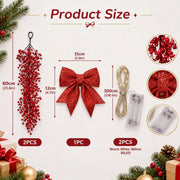 Red Berry Christmas Fireplace Hanging Swag Set – 2 Pcs