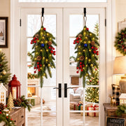Red Bow Christmas Staircase Swag Set