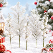 20-Piece Glitter Christmas Branch Stem Collection