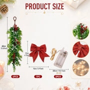 4-Piece Red Berry Bow Pendant Garland Set