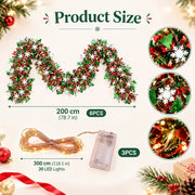 9-Piece Snowflake Tinsel Garland and Light Set