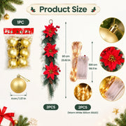 Pre-Lit Snow-Covered Christmas Hanging Arrangements – Set of 2
