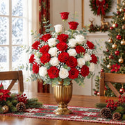 27-Piece Red and White Rose Artificial Floral Set