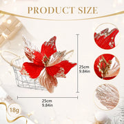 12-Piece Velvet Poinsettia Ornament Collection