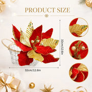 12-Piece Velvet Poinsettia Ornament Collection