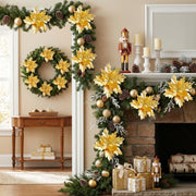 12-Piece Velvet Poinsettia Ornament Collection