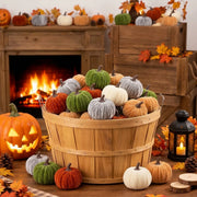 Mini Velvet Fall Pumpkins – Set of 10