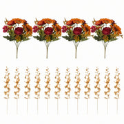 Orange Daisy & Ranunculus Fall Flower Set – 16pcs