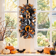 Halloween Boo Spider Swag Wreath – 19.7in