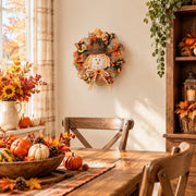 17.7-Inch Scarecrow Sunflower Fall Door Wreath
