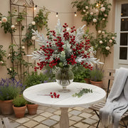 Christmas Poinsettia and Red Berry Stem Set – 35 Pcs