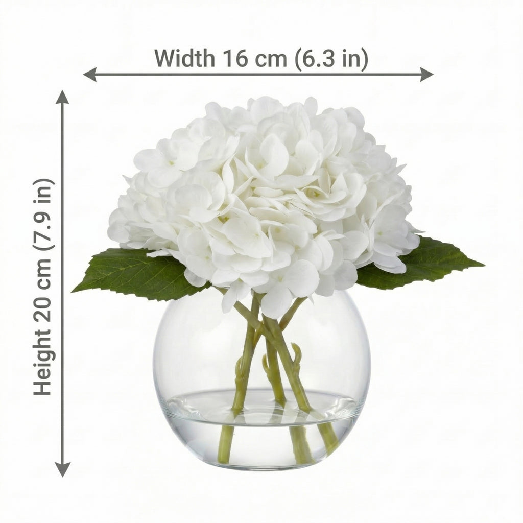 Artificial Hydrangea Flowers in Vase | Premium Faux Hydrangea for Home Decor Coffee Table Wedding DIY