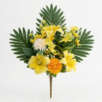 Cemetery Flowers for Grave, Outdoor Lily Chrysanthemum Hydrangea Rose Artificial Flowers Grave Flowers with Cemetery Vase, Lasting and Non-Bleed Colors