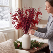 Glitter Berry Stem Ornament Set – 55 Pcs (Gold)