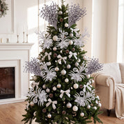 Glitter Berry Stem Ornament Set – 55 Pcs (Red)