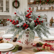 Snowy Pine and Red Berry Picks – 40 Pcs