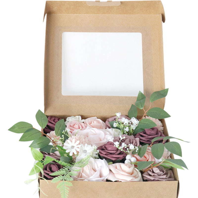 Simulated boxed flowers, European style wedding, bride's bouquet, wedding accompaniment, flower box, DIY bouquet