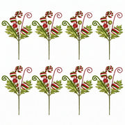 8-Piece Red and White Candy Christmas Floral Spray Set