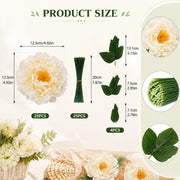 Artificial Peony Flower Heads With Stems – Set of 25