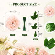 Artificial Peony Flower Heads With Stems – Set of 25