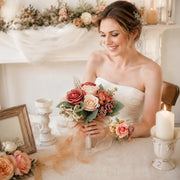 Terracotta Rose Bridal Bouquet & 4 Corsages