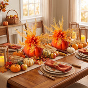 Orange Dahlia Pumpkin Table Centerpieces – Set of 2