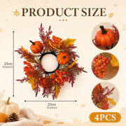 Fall Pumpkin Maple Leaf Candle Rings – Set of 4