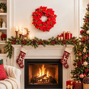 Red Poinsettia Christmas Wreath Collection