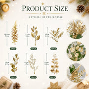30-Piece Gold Christmas Floral Stem Sets