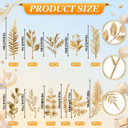 60-Piece Gold Christmas Floral Stem Set – Fern & Leaf Assortment