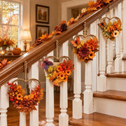 2-Piece Heart-Shaped Fall Floral Wreath Set