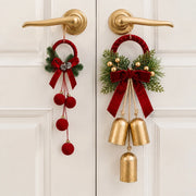 2-Piece Velvet Bow Christmas Hanging Wreath Set