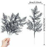Black Glitter Fern Picks – 10 Pcs, 26 cm