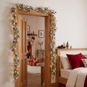 Christmas Mantel Garland with Red Berry Swags
