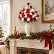27-Piece Red and White Rose Artificial Floral Set