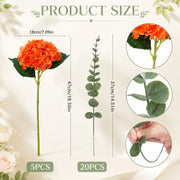Orange Hydrangea & Eucalyptus Fall Floral Set