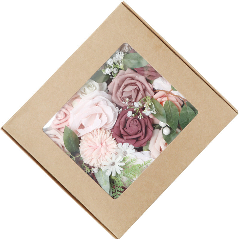 Simulated boxed flowers, European style wedding, bride's bouquet, wedding accompaniment, flower box, DIY bouquet