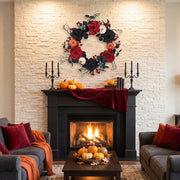Halloween Black Welcome Wreath with Skeleton Hand