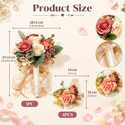Terracotta Rose Bridal Bouquet & 4 Corsages