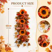 Fall Sunflower Maple Leaf Teardrop Swag – 23.6in