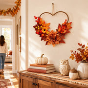 2-Piece Heart-Shaped Maple Leaf Fall Wreath Set