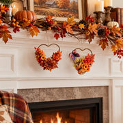 2-Piece Heart-Shaped Fall Floral Wreath Set