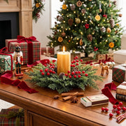 2-Piece 13.8-Inch Christmas Candle Wreath Set