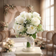 Ivory Rose & Baby's Breath Bridal Bouquet