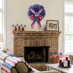 American Patriotic Eagle Wreath with Flag Bow & Deco Mesh | 4th of July Front Door Decor for Independence Day Summer Holiday Home Porch