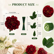 Artificial Peony Flower Heads With Stems – Set of 25